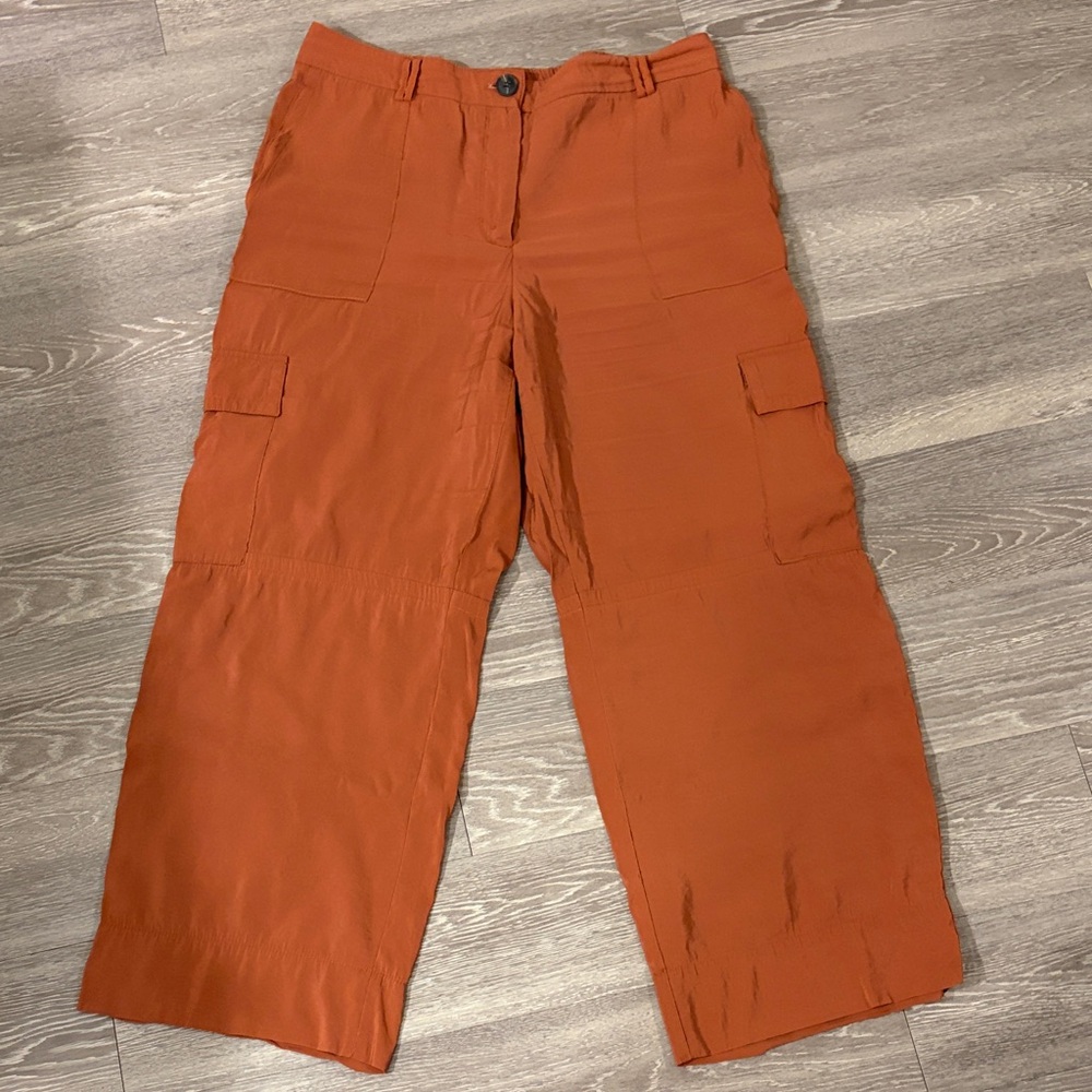 Rust Orange Cargo Wide Leg Pants